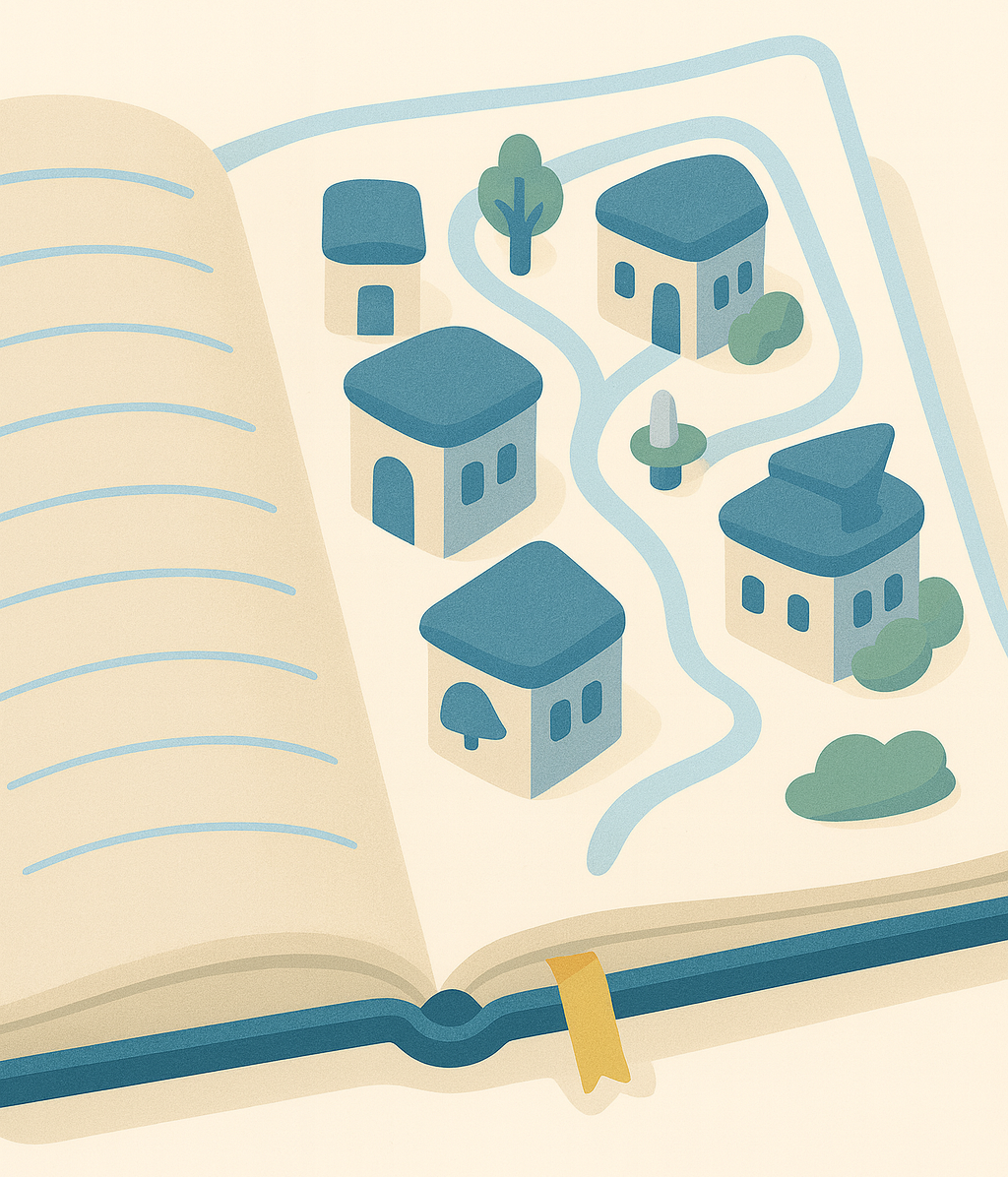 Travel journal with city sketches